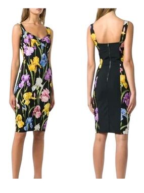 DOLCE & GABBANA Floral Print Mini Bodycon Silk Blend Dress Black Floral